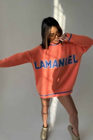 SWETER LAMANUEL DRAW LINE POMARAŃCZ