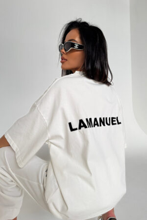 T-SHIRT UNISEX DAMSKI OFF WHITE