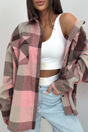 Koszula Emo Duża Krata Róż