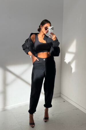 Spodnie Jeans Mom Fit Fezza Czarne